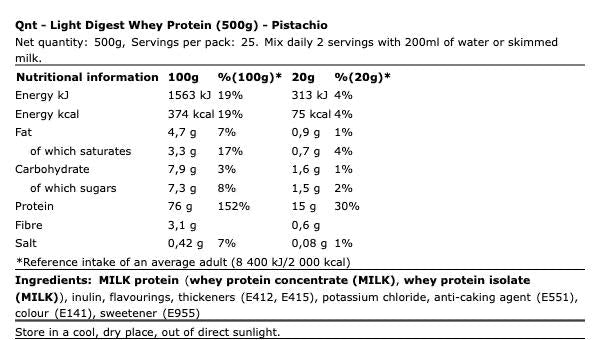 QNT Light Digest Whey Protein 500g – Licht Verteerbare Eiwitpoeder voor Spieropbouw