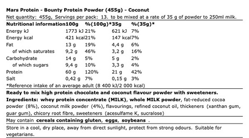 Bounty Protein Powder 455g – Eiwitpoeder Kokos Chocolade