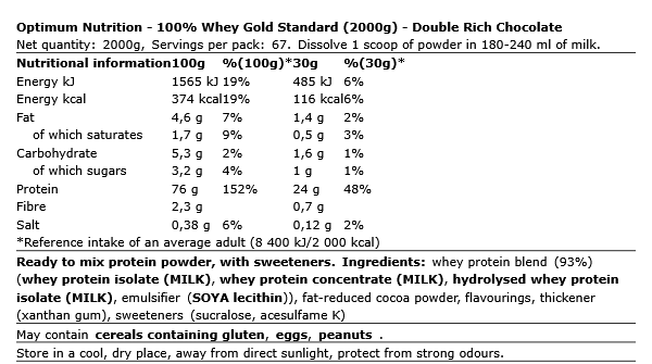 Optimum Nutrition 100% Whey Gold Standard - 2000g